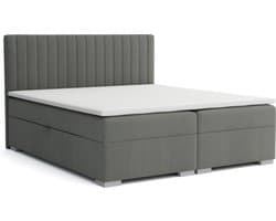 Meuba Home - Elysium Boxspring - Grijs - 180x200 - Stof - Met topper 8cm