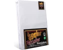 Superieur Hoeslaken - 160x210/220 cm - Wit - 100% katoen