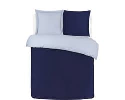 VISION Bicolor - Tweezijdig omkeerbaar Dekbedovertrekset - 100% katoen: zacht en soepel - Tweepersoons - Dekbedovertrek 200 x 200 cm met 2 bijhorende slopen - Blauw/grijs - Oekotex gecertificeerd
