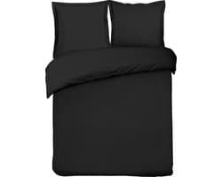 VISION Zwart uni Dekbedovertrekset - 100% katoen: zacht en soepel - Lits-jumeaux - Dekbedovertrek 240 x 220 cm met 2 bijhorende slopen - Oekotex gecertificeerd
