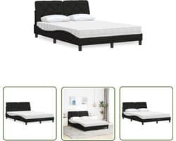 vidaXL Slaapcomfort - Bed Frame - Bed met matras stof zwart 120x200 cm - Matras - Tweepersoonsbed - Houten Bed