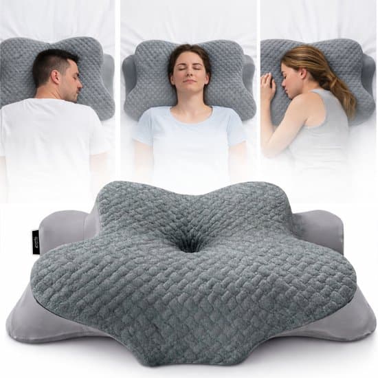 Rustiva - Hoofdkussen Memory Foam voor Nekklachten - Orthopedisch Vlinderkussen - Ergonomisch Slaapkussen van Verkoelend Traagschuim - Geschikt voor rug-, zij- en buikslapers - Anti Snurk - 2 Hoogtes – Zwart – NL Handleiding