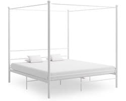 Hemelbed Frame 180x200 cm Wit - Robuust Metalen Bed met Baldakijn