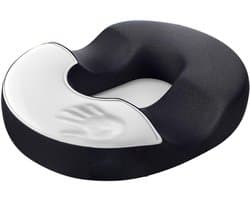 Memory Foam Donut Kussen – Voor Aambeien & Stuitpijn, Ergonomische U-vorm met Antislip, Wasbare Hoes – Zwart Klein