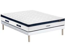 Vente-unique Set 160 x 200 cm boxspring + pocketverenmatras 5 zones en verkoelende tijk van 28 cm dik - KOROVOU van YSMÉE