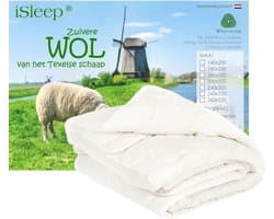 iSleep Wollen Zomerdekbed - Tweepersoons - 200x200 cm - Ecru