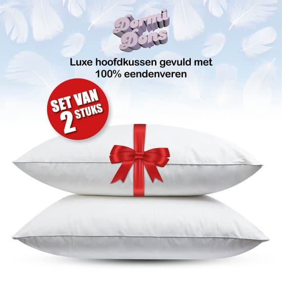 Fabiola Dormi - Medium Veren hoofdkussen - Set van 2 stuks - DownPass gecertificeerde Eendenveren - Ergonomisch - 60x70cm