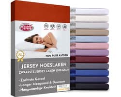 Double Jersey Hoeslaken - Hoeslaken 180x200+30 cm - 100% Katoen  Terra
