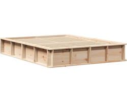 Tweepersoonsbed | Dubbelbed | Volwassenenbed | Bedframe met opslag Massief grenenhout 210 x 118 x 30 cm