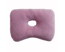 Hoofdkussen - slaapkussen - Oorpiercing kussen - Ergonomisch contour - met gat voor CNH en oorpijn, ontsteking, doorligwonden voor zijslapers, katoenen en polyester zijslaperkussen, wasbaar en verstelbaar oorbeschermingskussen, Paars