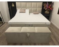 Elektrische Boxspring XXL 140x200 Lucca incl. Meegestofferde 7-zones Pocketvering matrassen & HR55 Micropocketvering splittopper.