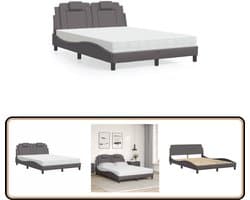 vidaXL Bed met matras kunstleer grijs 120x200 cm