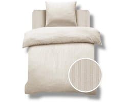 Husch Dekbedovertrek - Satijnstreep 200x200/220 - Beige - Ademend en Huidvriendelijk