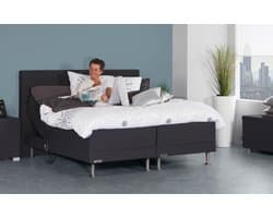 Boxspring 140x200 - Caresse Silver 4500 - Elektrisch - Meegestoffeerde Pocket Matrassen - Incl. 520 Topper - Urban Dark Grey