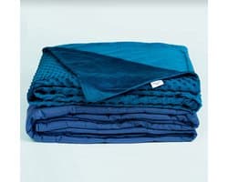 Katoenen Verzwaringsdeken - Wasbare dotted minky hoes - Weighted Blanket - 6.8 KG - 150x200 cm - Blauw