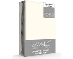 Zavelo® Jersey Hoeslaken Ivoor - Lits-jumeaux (160x200 cm) - Hoogwaardige Kwaliteit - Rondom Elastisch - Perfecte Pasvorm