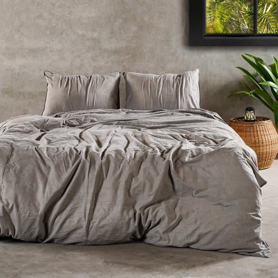 Charm & Co Stone washed - Dekbedovertrek - 100% Zacht Katoen - Lits-jumeaux - 240 x 200/220 - Bruin