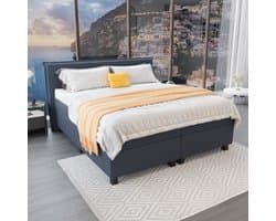 Mörgenn Boxspring Capri - Pocketvering Boxen én Matrassen - Donkerblauw - 140x200 cm - Incl. Dekbed en Kussens