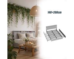 Aufun Gestoffeerd Bedframe Met Lades - 140×200 cm Lichtgrijs - Linnen Stof - Voorzien Van Lades Voor Handige Opbergruimte En Hoge Functionaliteit.