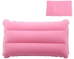 Opblaasbaar kussen - ultralicht campingkussen - roze - 44 x 28 cm