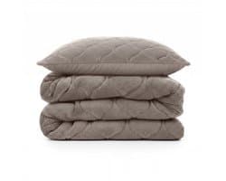 Sleeptime 2 in 1 Teddy Premium Dekbed zonder Overtrek - Dekbed Inclusief Slopen - 140 x 200 cm - Taupe/Grijs