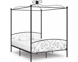 Hemelbed Metaal Zwart 180x200 cm - Robuust Bedframe voor Slaapkamer