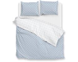 Zohome Dekbedovertrek Punta Di Cotone - Blauw - Lits-jumeaux - Dekbedhoes van 100% Katoen - Punten - 240x220 + 2 slopen 60/70 cm