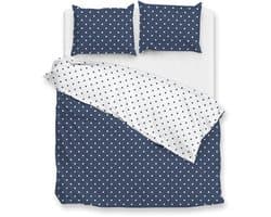 Zohome Dekbedovertrek Punta Di Cotone - Blauw - Lits-jumeaux - Dekbedhoes van 100% Katoen - Punten - 260x220 + 2 slopen 60/70 cm