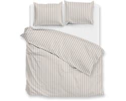 Zohome Dekbedovertrek Righe di Percalle - Deken - Dekbed - Taupe - 100% Katoen-Perkal - Strepen - 240x220 + 2 slopen 60/70 cm