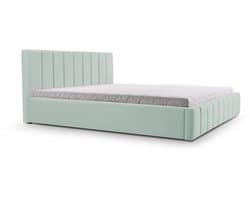 Bed 01 - Gestoffeerd bed met Fluweel Beklede Tweepersoonsbed - 140x200 cm - Elegant en Comfortabel - Mintgroen (TRINITY 21)