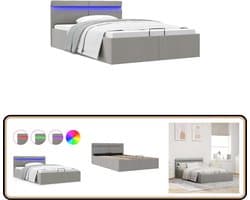 vidaXL Bedframe - Opbergruimte en LED - 120x200 cm Hydraulisch Bed - Stof Bed - Led Bed - Boxspring - Opbergbed