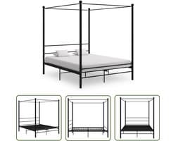 vidaXL Hemelbedframe Zwart 160x200 cm Metaal Hemelbed - Bedframe - Boxspring - Tweepersoonsbed - Metalen Bed