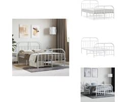 vidaXL Bedframe - Bedframes - Tweepersoonsbed - Bed - Bedframe met hoofd- en voeteneinde metaal wit 120x200 cm