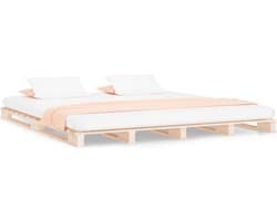 vidaXL - Palletbed - massief - hout - 180x200 - cm