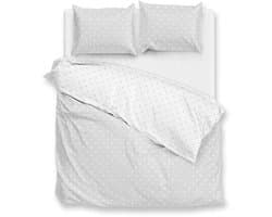 Zohome Dekbedovertrek Punta Di Cotone - Grijs - Lits-jumeaux - Dekbedhoes van 100% Katoen - Punten - 240x220 + 2 slopen 60/70 cm