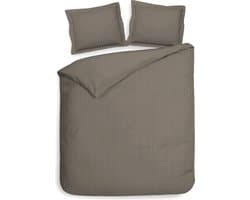 Heckettlane Banda Dekbedovertrek - Lits-jumeaux - Katoensatijn - 240x200-220cm - Taupe