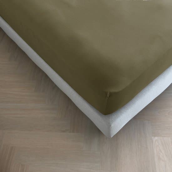 Kayori Tara Topper Hoeslaken Jersey Stretch - 140-160x200-220cm - Biologisch Katoen - Strijkvrij - Olijfgroen