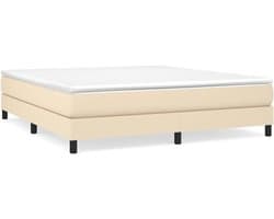 vidaXL - Boxspring - bed - stof - crèmekleurig - 180x200 - cm