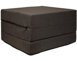 Logeermatras - Donker Grijs - Opvouwbaar Polyether Matras - 195 x 65 x 10 cm - Huisstofmijtwerend