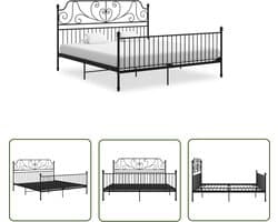 vidaXL Tweepersoons Bed - Metalen Bed Frame - Bedframe metaal zwart 200x200 cm - Zwart Bed - Slaapcomfort - Bedstede