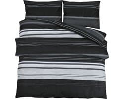 vidaXL - Dekbedovertrekset - 200x200 - cm - katoen - zwart - en - wit