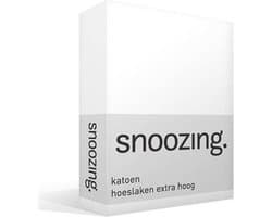 Snoozing - Katoen - Extra Hoog - Hoeslaken - Tweepersoons - 140x200 cm - Wit