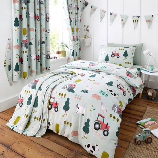 Boerderij Dekbedovertrek - Tweepersoons - 200 x 200 cm. - Tractor Koe Schaap Varken - Dekbed