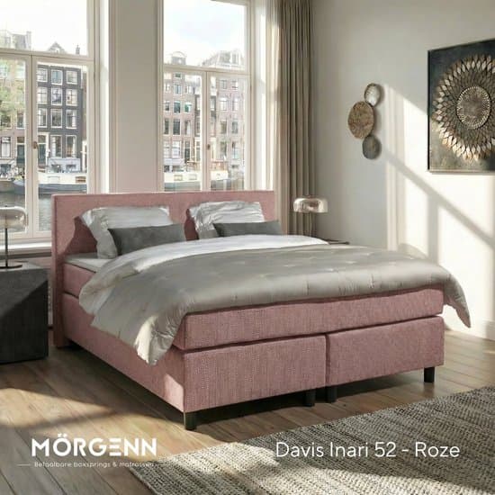 Anno 1588 - Boxspring Amsterdam - Pocketvering - Oud Roze - 120x200 cm - Inclusief Dekbed en Kussens - Twijfelaar Boxspring