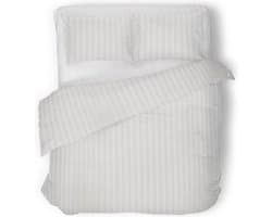 Dekbedovertrek - 240x200/220 - Uni - Satijnstreep / Satijn Streep - Hotel Kwaliteit Satin Stripe - Wit