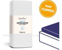 Loom One Hoeslaken Topper – 100% Jersey Katoen – 140x200 cm – tot 12cm matrasdikte– 160 g/m² – Wit