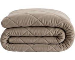 Y-NOT - Velvet Velours Dekbed Taupe/Grey 200x200 - Dekbed Zonder Overtrek - Wasbaar Dekbed - Hoesloos dekbed - Dekbed met vaste overtrek - 30 dagen proefslapen