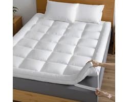 Luxe Matras Topper 200x200 cm – 5 cm Comfortlaag – Ademend & Zacht – Met Elastische Hoekbanden