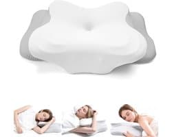 Nek kussen-Ergonomisch Nek Kussen Memory Foam, Orthopedisch Slaapkussen, 2-in-1 Hoogte Verstelbaar, Afneembare Koelhoes, Voor Rug-, Zij- & Buikslapers, Tegen Nek- & Schouderpijn, Anti-Allergisch