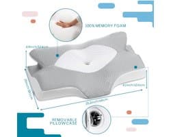 Hoofdkussen- Orthopedische Memory Foam Kussen-Verstelbaar Contour Kussen-Ergonomisch Bedkussen Voor Zij- Rug- En Buikslapers-Zilvergrijs.
